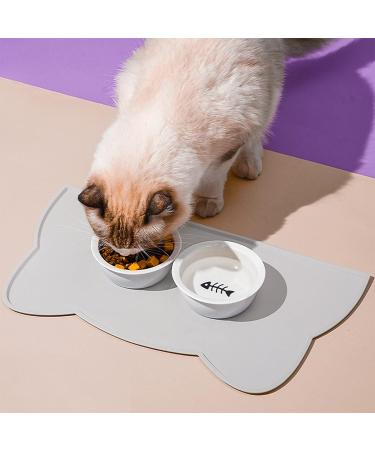 Septillar Bowl Underlay for Cats & Dogs - Waterproof Slipproof Silicone Mat (52x30 cm) - Light Gray & Bright Gray - Buy Online on GoSupps.com