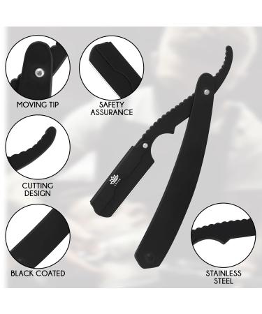 Premium Straight Edge Razors for Men - Stainless Steel Barber Razor for Close Shaving & Beard Styling - Includes Black Pouch - Buy Online on GoSupps.com
