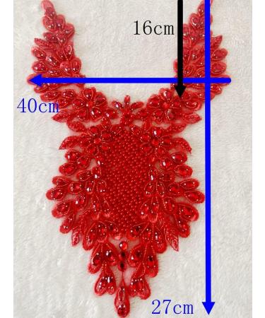 Handmade Rhinestone Lace Applique with Beads - Multicolor Dress and Clothing Trim - Buy Online on GoSupps.com