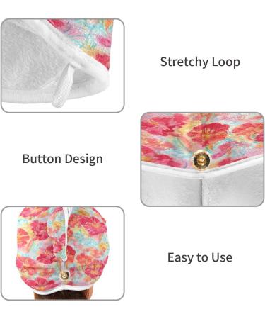 Abstract Summer Flowers Dry Hair Cap | Quick Drying Towel Set with Button Headband | Super Absorbent Soft & Comfortable - International Shipping Available - Buy Online on GoSupps.com