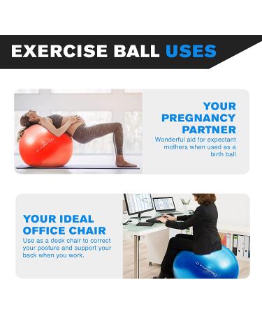 DYNAPRO 55cm Silver Exercise Ball - Extra Thick Anti-Burst Material for Home Gym, Yoga, and Pregnancy - Supports over 2200lbs - Buy Online on GoSupps.com