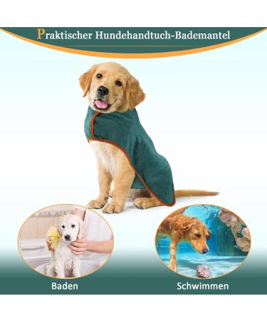 Jostift Microfiber Dog Bathrobe Towel - Fast Drying Extra Absorbent Dog Towel with Adjustable Straps for All Sizes (Large Medium Small) - Perfect for Bath Time (Green) - Buy Online on GoSupps.com