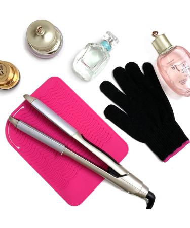 Buy Lessmon Pink Flat Iron Travel Mat & Heat-Resistant Glove | Curling Iron & Hair Styling Tool Protection | 22.9 x 16.5 cm - Buy Online on GoSupps.com