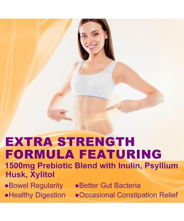 1500mg Sugar-Free Prebiotic Fiber Gummies - 3-in-1 Digestive Support Blend with Psyllium Husk, Inulin - B9, B12, D3 for Health & Regularity - 5G Soluble Fiber - Gut Metabolism - Buy Online on GoSupps.com