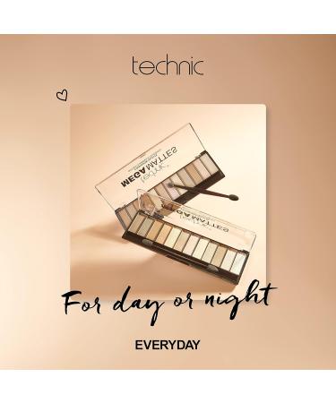 Technic Mega Mattes Nude Eyeshadow Palette - 12 Pigmented Matte Shades for Day or Night | Long-Lasting, Easy to Apply & Blendable | Professional Quality (18g) - Buy Online on GoSupps.com