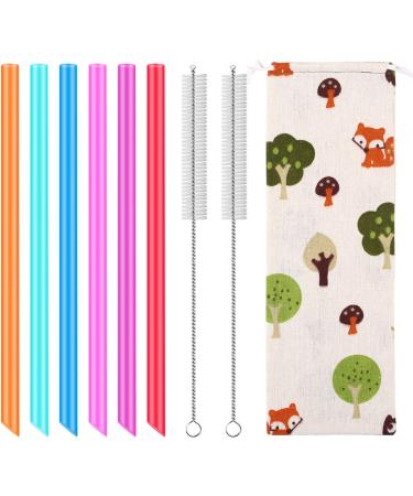 12 Pcs Reusable Boba Straws & Smoothie Straws Set | Angled Tips, BPA-Free | Includes 1 Storage Bag & 2 Brushes - Buy Online on GoSupps.com