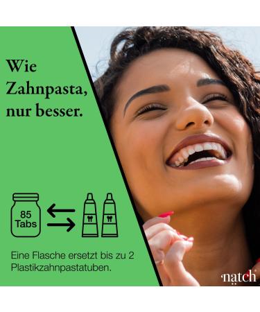 NATCH Fluoride-Free Tooth Cleaning Tablets 85 Natural Vegan Foaming Toothpaste Tablets with Matcha & Ylang Ylang | Eco-Friendly & Plastic-Free - Buy Online on GoSupps.com