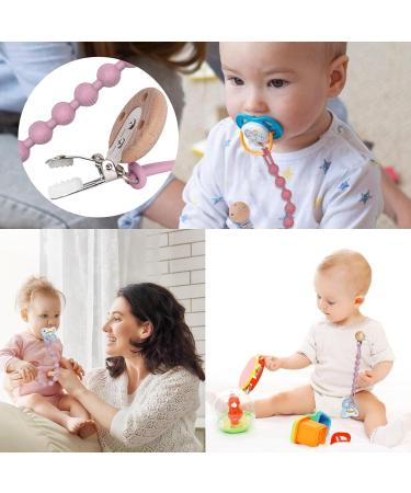 Silicone Pacifier Chain Set - BPA Free 2 Pieces Light Pink & Light Violet - Perfect for Baby Girls - Buy Online on GoSupps.com