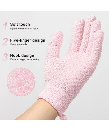 JASSINS Bath Exfoliating Gloves | Double Exfoliation for Dead Skin Removal | 1 Pair (Pink) - Buy Online on GoSupps.com