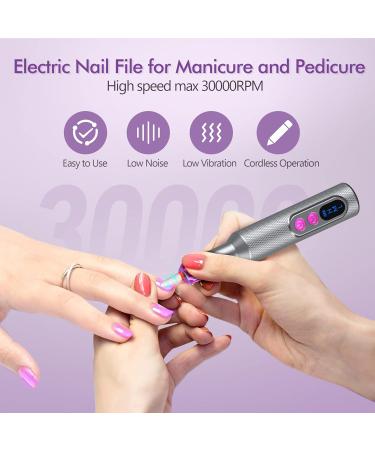 Professional Cordless Electric Nail Drill Kit | Efile for Acrylic & Gel Nails | Manicure Pedicure Tools | Home Salon Use - Gray - Buy Online on GoSupps.com
