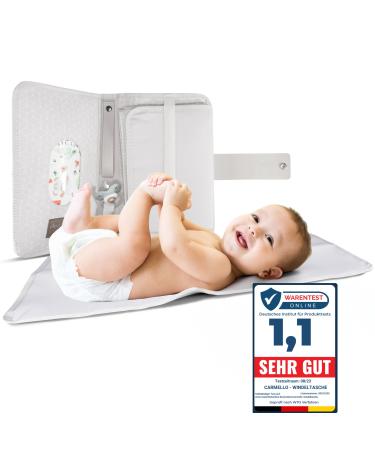 Carmello diaper bag with diaper pad - test winner - Anti -allergic high -quality canvas cotton - including e -book - gift for birth - Practical baby bag for on the go (beige)