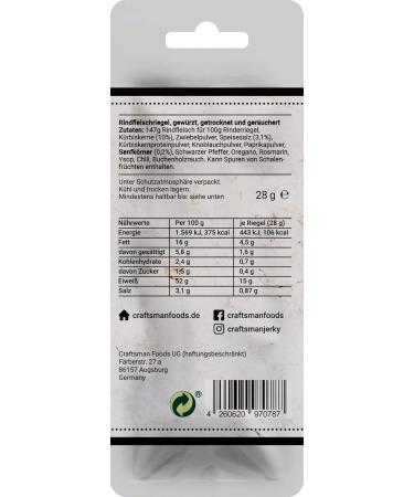 Craftsman Beef Bar Original (20 x 28g) | 100% Natural High Protein Meat Snack | Gluten-Free No Added Sugar Jery Riegel Set - Buy Online on GoSupps.com