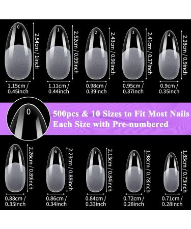Cell 500 Soft Gel Artificial Nail Tips - Full Cover Almond Fake Nails Set with Glue for Nail Art - Buy Online on GoSupps.com