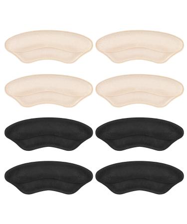 Heel Pads Insert Cushion for Men and Women, Shoes That are Too Big, Inserts Grips Liner, and high Heel Protector Prevents Heel Slip, blisters, and Loose Shoe Filler (Pale Apricot+Black)