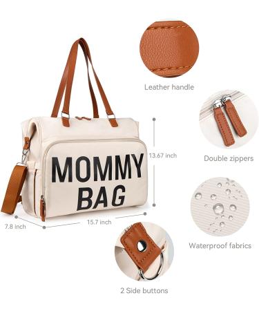 Mommy Hospital Bag with 14 Pockets | Waterproof Labor & Delivery Bag for 2 Kids | Insulated Baby Travel Tote in Creamy White - Buy Online on GoSupps.com
