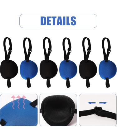 6 Pieces Adjustable Eye Patch Set - Blue & Black Lazy Eye Masks for Adults & Kids | Comfortable Elastic Eye Patches - Buy Online on GoSupps.com