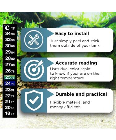 SunGrow Betta Stick-on Thermometer Stickers - Green & Blue Temperature Indicators (3 Pieces) - Buy Online on GoSupps.com