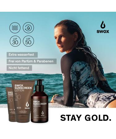SWOX Sunscreen Lotion SPF 50 - Waterproof Sun Protection for Face & Body | Mineral Titanium Dioxide & Vitamin E - Travel Size 50ml for Outdoor Sports - Buy Online on GoSupps.com