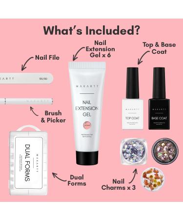 Makartt Poly Nail Gel Kit with 6W UV LED Nail Lamp - Clear Pink Fall Winter Nail Extension Set with Portable USB Nail Dryer - 60S Timer - Buy Online on GoSupps.com