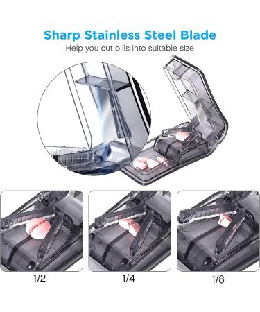 Pill Cutter and Splitter with Blade and Storage Compartment - Black - Buy Online on GoSupps.com