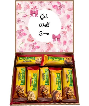 Get Well Soon Natures Valley Variety Protein Bar Box Gift Hamper Present Pink - Buy Online on GoSupps.com