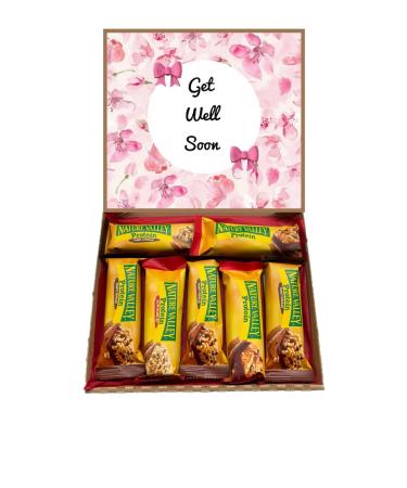 Get Well Soon Natures Valley Variety Protein Bar Box Gift Hamper Present Pink