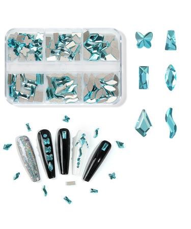 FEIlei Clear Glass Crystal Nail Rhinestones 3D Nail Gems Nail Diamond Mixed Nail Stones