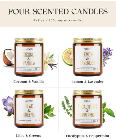 AOOVOO Candle Set - Premium Scented Soy Candles for Home | Aromatherapy with Eucalyptus Vanilla Lilac & Lavender - 4PC Gift Set - Buy Online on GoSupps.com