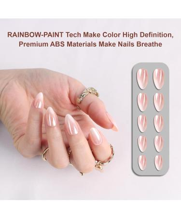 Polychrome Air Press On Nails Set - 30pcs Pink Glazed Almond Reusable Fake Nails with Glue & Tabs for Parties Events & Dating - Buy Online on GoSupps.com