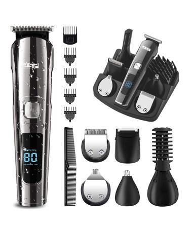DSP Facial Hair Trimmer for Men Electric Clippers and Grooming Sets for Pubic Hair Beard Nose Trimmer Kits USB Rechargeable IPX7 Waterproof 90350-1