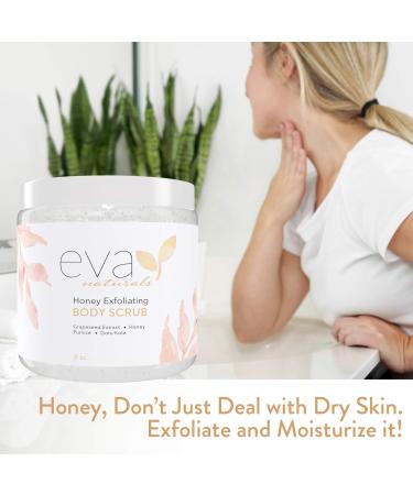 Eva Naturals Honey Peeling Body Scrub - Moisturizing Skin Exfoliator with Natural Extracts | Gift for Men & Women | 8 oz - Buy Online on GoSupps.com