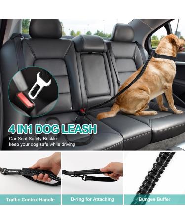 Philorn 2m Heavy Duty Bungee Dog Lead | 5-in-1 Tactical Lead with Shock Absorber | Double Handle & Reflective | Adjustable for Large & Medium Dogs | Black - Buy Online on GoSupps.com