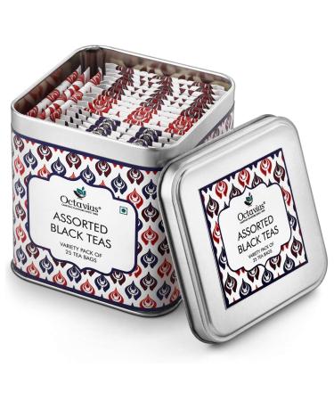 Octavius Black Tea Sampler Pack | 3 Assorted Black Teas | English Breakfast/Darjeeling/Indian Masala | Tea Sampler Variety Pack | 25 Tea Bags | Assortment of Black Teas | Perfect for Valentine Gifts BLACK TEA 25 Count (Pack of 1)