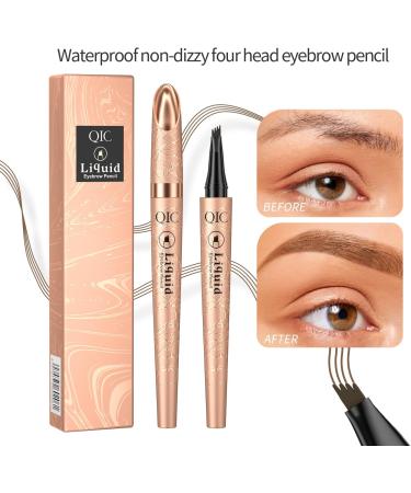 Eyebrow Pencil with 4 Micro-Fork Tips Long-Lasting and Smudge-Proof Eyebrow Pencil for Natural and Defined Brows (Light Brown) - Buy Online on GoSupps.com