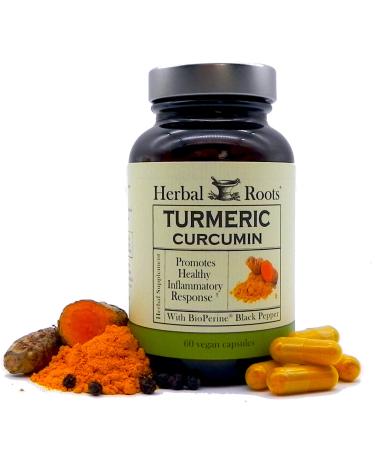 Herbal Roots Turmeric Curcumin Capsules - Extra Strength 1300mg- Made with Organic Turmeric Root | 95% Curcuminoids | Best Absorption with Black Pepper & Ginger - Made in The USA - Buy Online on GoSupps.com