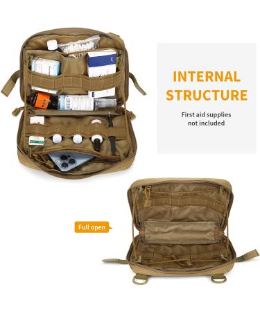 HuntVP Tactical Empty First Aid Bag | Waterproof Molle Pouch with Red Cross Patch | Emergency Kit for Camping & Outdoor | Type 3 Brown - International Shipping Available - Buy Online on GoSupps.com