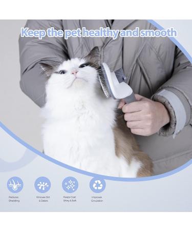 IMAAL Cat Brush with Flea Comb - Self Cleaning Slicker Dog Brush - Pet Grooming Tool with Release Button - Gray - Buy Online on GoSupps.com