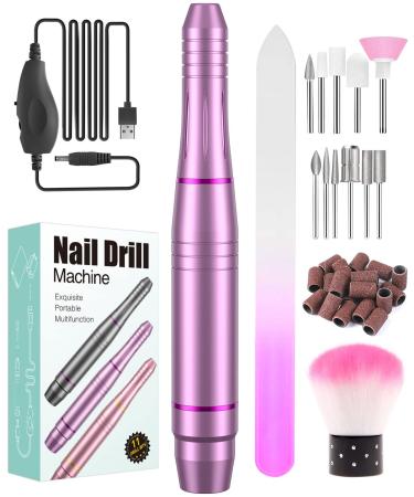 Electric Nail Files Nanssigy Nail Drill for Acrylic Nails Gel Nail Files Professional 20000 RPM 11 Drill Bits Adjustable Speed Electric Manicure Pedicure Set for Nail Beginner Tech Women Girl Purple