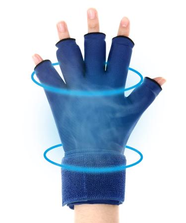 Luguiic Finger Arthritis Compression Ice Glove for Women and Men Adjustable Wrist Strap Hand Wrist Ice Pack Pain Relief for Arthritis Tendinitis Carpal Tunnel Cold&Heat Therapy M Blue Pack of ONE