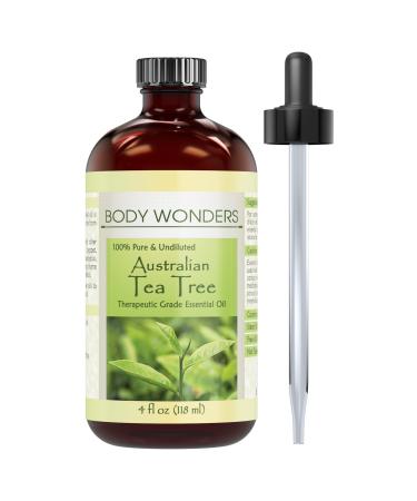 OETUIOW Body Wonders 100% Pure Australian Tea Tree Oil -4 fl oz Bottle- Finest of Essential Oils from Australia for Aromatherapy