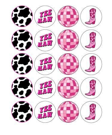 20 x 4.5cm edible LAST RODEO HEN PARTY champagne prosecco flute drink toppers uncut