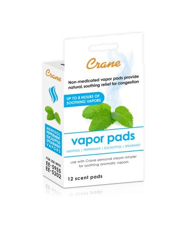 Crane Menthol-Eucalyptus Universal Vapor Pads 12 Pack for use Droplets Corded Inhaler Warm Mist humidifier