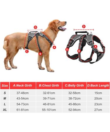 Heele Reflective Dog Harness - Breakout Buckle Robust Handle & Panic Clip for Secure Comfort - Fits Like a Glove - Black SS - Buy Online on GoSupps.com