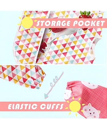 Little Dimsum Long Sleeve Waterproof Feeding Bib with Large Pocket - Red Triangles - Buy Online on GoSupps.com