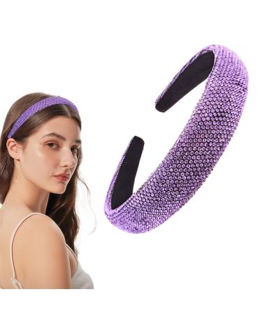 DonLeeving Rhinestone Headband Women Girls Fashion Glitter Headband Purple Cute Hair Hoop Wave Shape Headband Fashion Hair Accessories for Women Girls