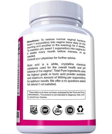 PURE PLANT HOME Boric Acid Suppositories 30 Count - 600mg - 100% Pure Made in USA - Buy Online on GoSupps.com