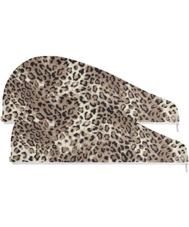 Leopard Print Cheetah Hair Towel 2 Pack - Super Absorbent Quick Dry Turbans for Women & Girls - Buy Online on GoSupps.com