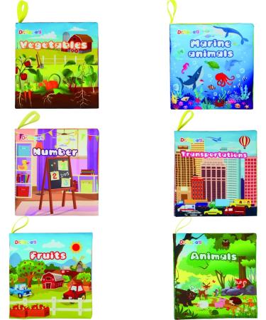 Dr.Rapeti Soft Cloth Book for Baby Infant Toddler Kids 6-Pack Crinkle Squeaky Washable Non-Toxic Early Educational Baby Book Bath Book Colorful 2 - Buy Online on GoSupps.com