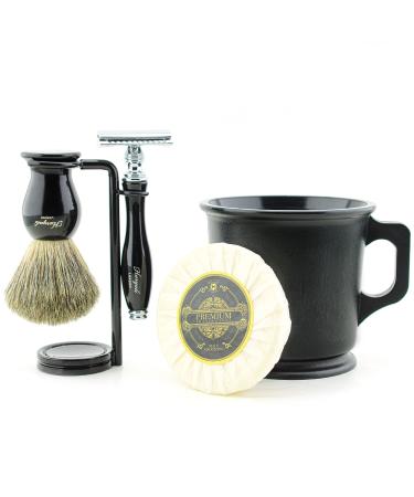Haryali London Razor set - razor slicer razor brush shaving rack shaving soap shaving bowl - 5 partial shaving brush set - shaving brushes Roof hair real - black razor plane set