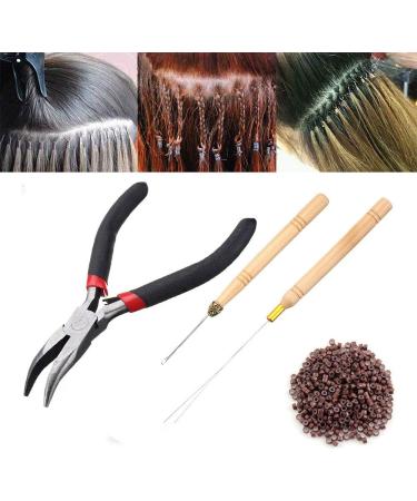 Hair Extension Tool Set 100 Silicone Lined Micro Rings Extension Hair Pliers Hair Extension Loop Needle Threader Pulling Hook Tool - Buy Online on GoSupps.com